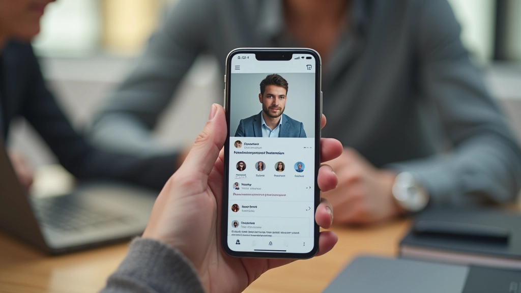 Digitalt business card på smartphone skærm
