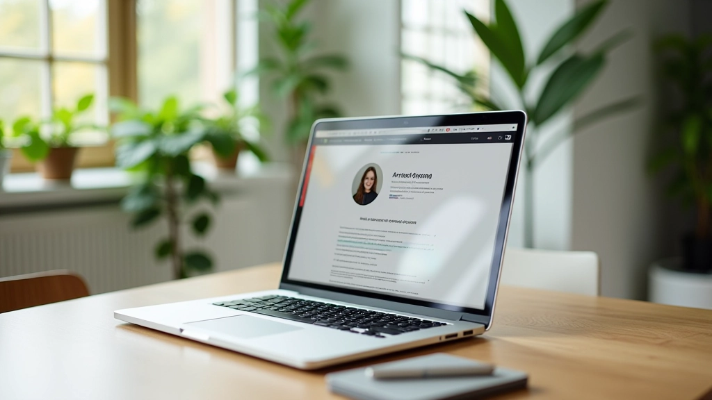 LinkedIn-profil på computerskærm i profesionelt kontor